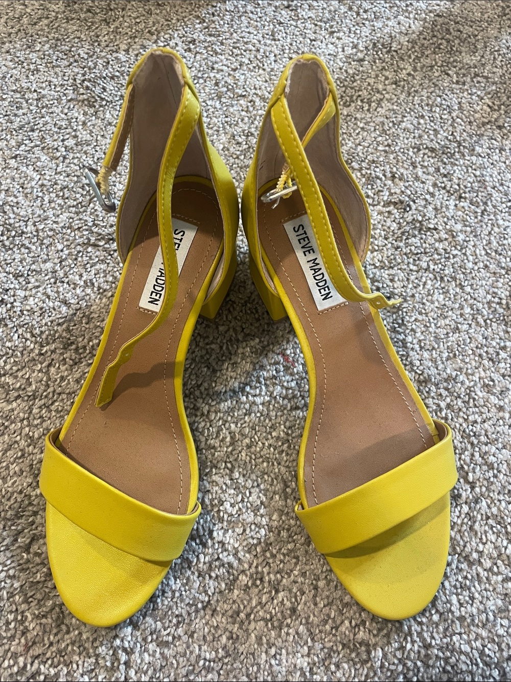 Steve Madden Yellow Ankle-Strap Block Heel Sandals